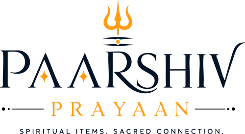 Logo for Paarsshiv Prayaan featuring a dark navy blue stylized font with an orange trident and diamond accents on a white background.